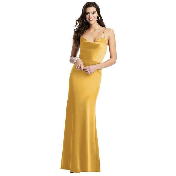 Dessy Collection Cowl-Neck Criss Cross Back Slip Dress size 12 NWOT - Picture 1 of 13